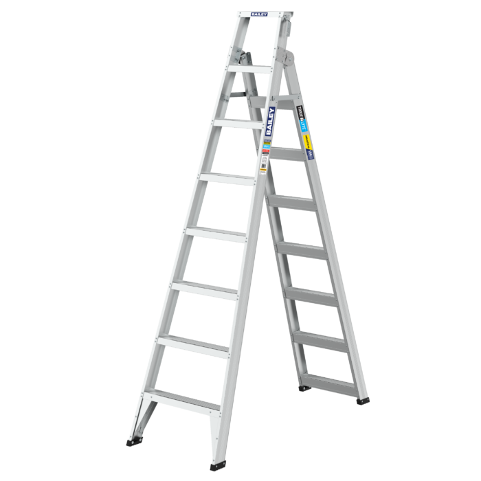 Bailey Trade Lyte Dual Purpose 8 Step 2.4m-4.4m, 150kg load raring, FS14024, open a frame view