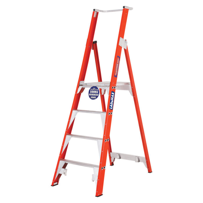:LADaMAX Fibreglass Platform Ladder 4 Step 150kg Standard with gussets