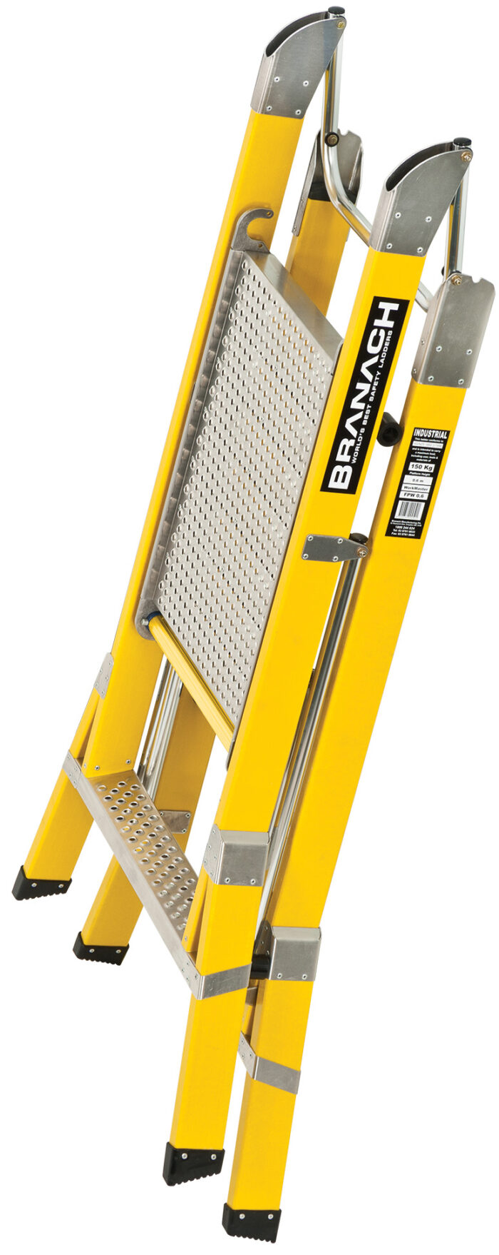 Branach Fibreglass Corrosion Master 550mm Step Platform Ladder, 2 Step, 0.6m Platform Height, FPS0.6, closed view