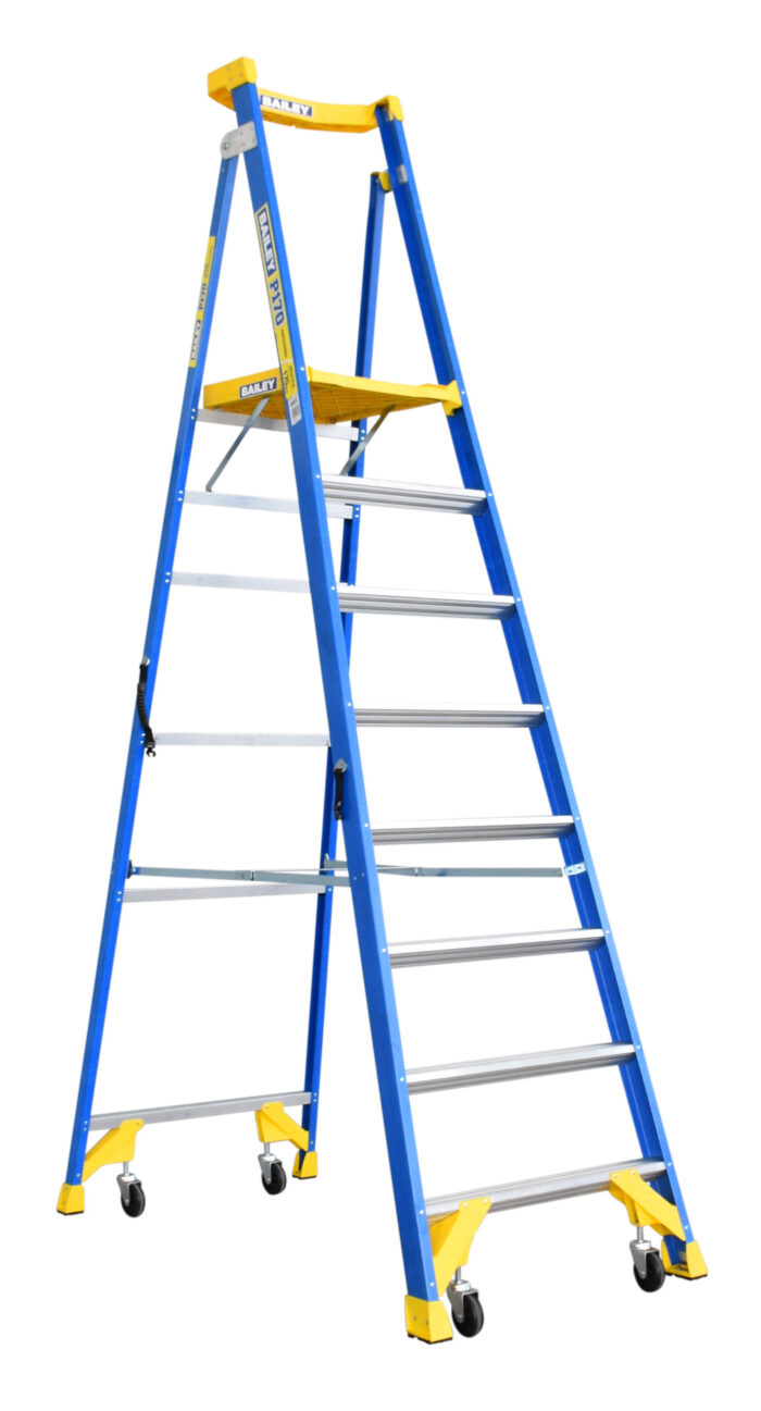 Bailey P170 Job Station Fibreglass Platform Ladder 8 Steps, 2.32m Platform Height FS13535