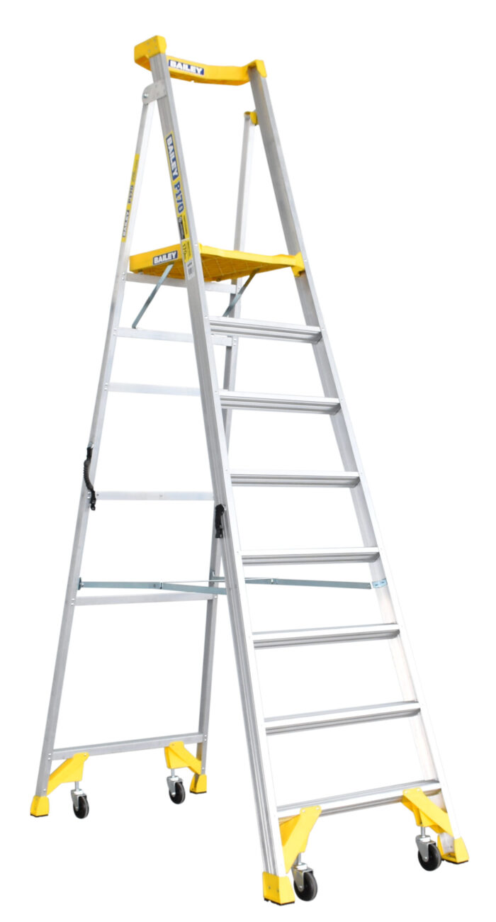 Bailey P170 Job Station Aluminium Platform Ladder 8 Steps, 2.32m Platform Height, open position