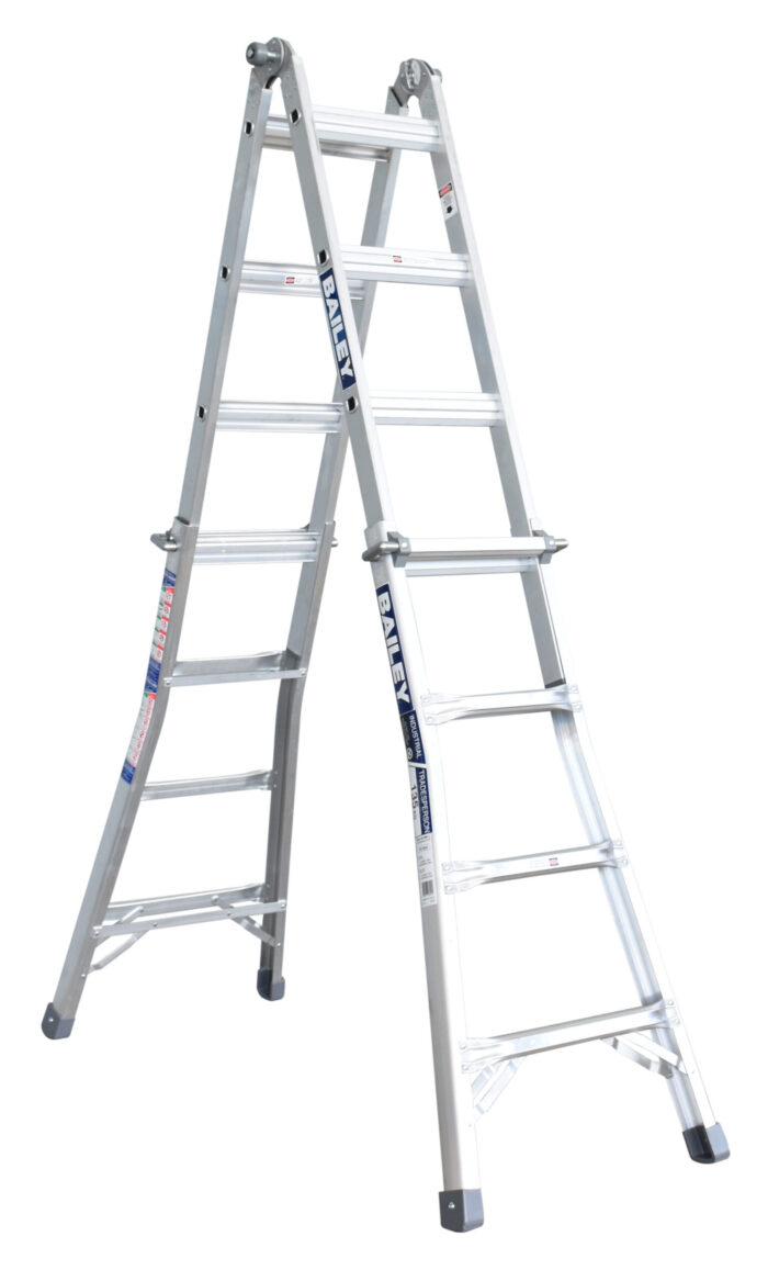 Bailey Aluminium Telescopic Multi Purpose Ladder BXS 20 135kg 2.3m - 4.5m FS13644 Open A frame position