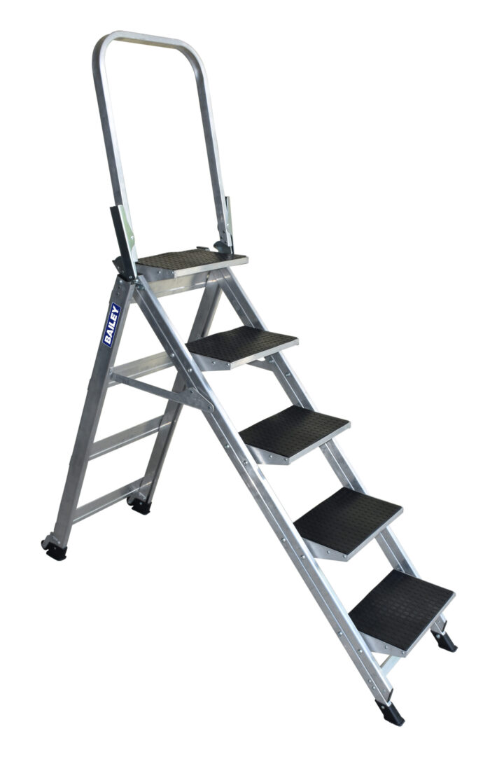 Bailey Stairway Ladder 5 Step with Safety Rail upright position FS13753