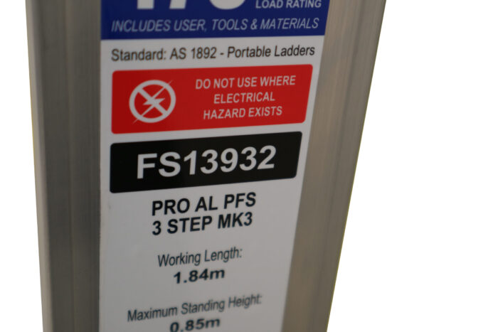 Bailey Pro Punchlock Aluminium Platform Ladder Label, 73Steps, 170KG load rating, 0.85m Platform Height, FS13932