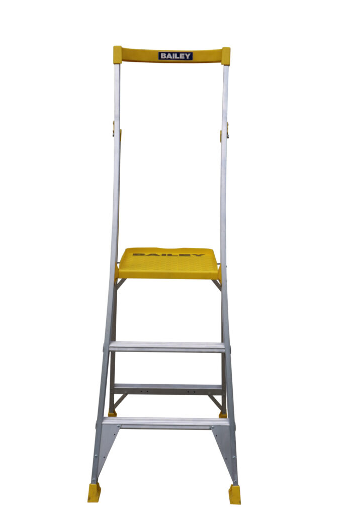 Bailey Pro Punchlock Aluminium Platform Ladder 3 Steps ,170KG load rating, 0.85m Platform Height, FS13932 front open view