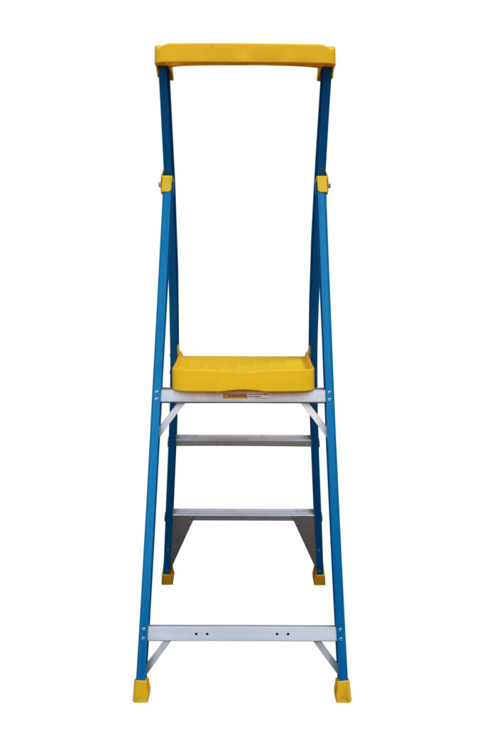 Bailey Pro Punchlock Fibreglass Platform Ladder 3 Steps 170KG, 0.85m Platform Height, FS13946, back open view