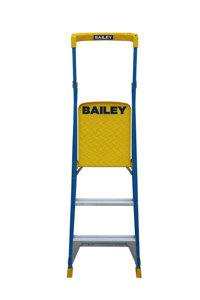 Bailey Pro Punchlock Fibreglass Platform Ladder 3 Steps 170KG, 0.85m Platform Height, FS13946, front closed view