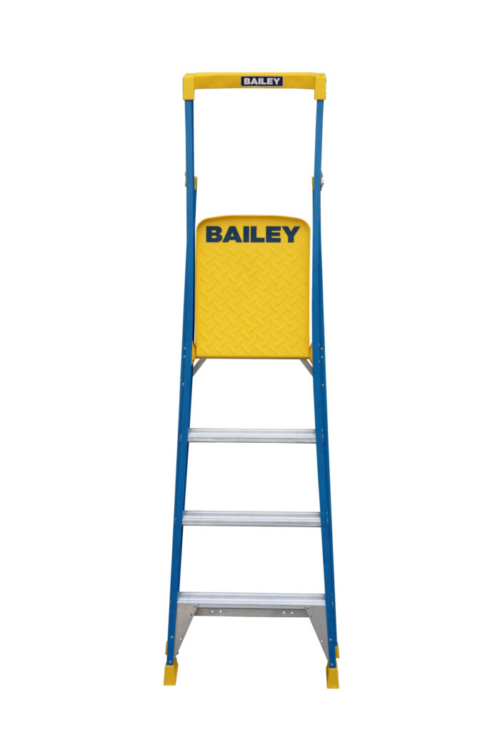 Bailey Pro Punchlock Fibreglass Platform Ladder 4 Steps 170KG, 1.14m Platform Height, FS13947, front closed view