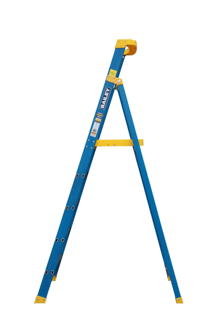 Bailey Pro Punchlock Fibreglass Platform Ladder 5 Steps 170KG, 1.42m Platform Height, FS13948, side open view