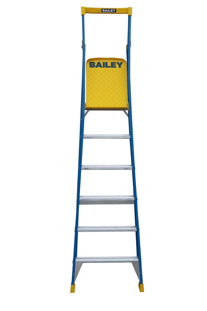 Bailey Pro Punchlock Fibreglass Platform Ladder 6 Steps 170KG load rating, 1.71m Platform Height, FS13949, front closed view