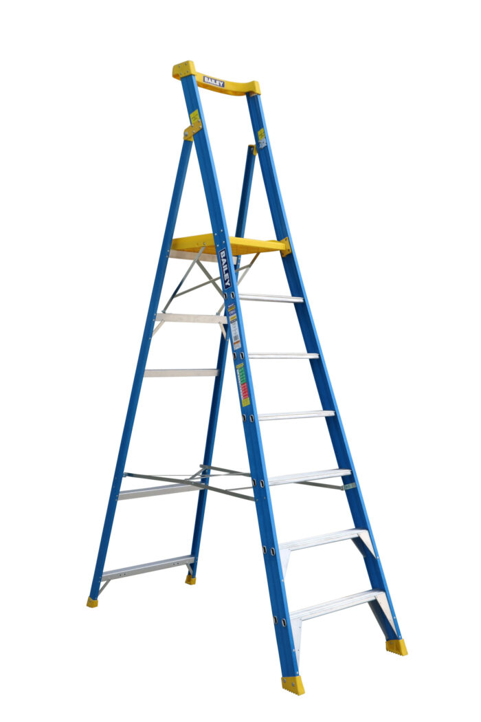 Bailey Pro Fibreglass Platform Ladder 7 Steps 170KG,1.99m Platform Height FS13950, open view