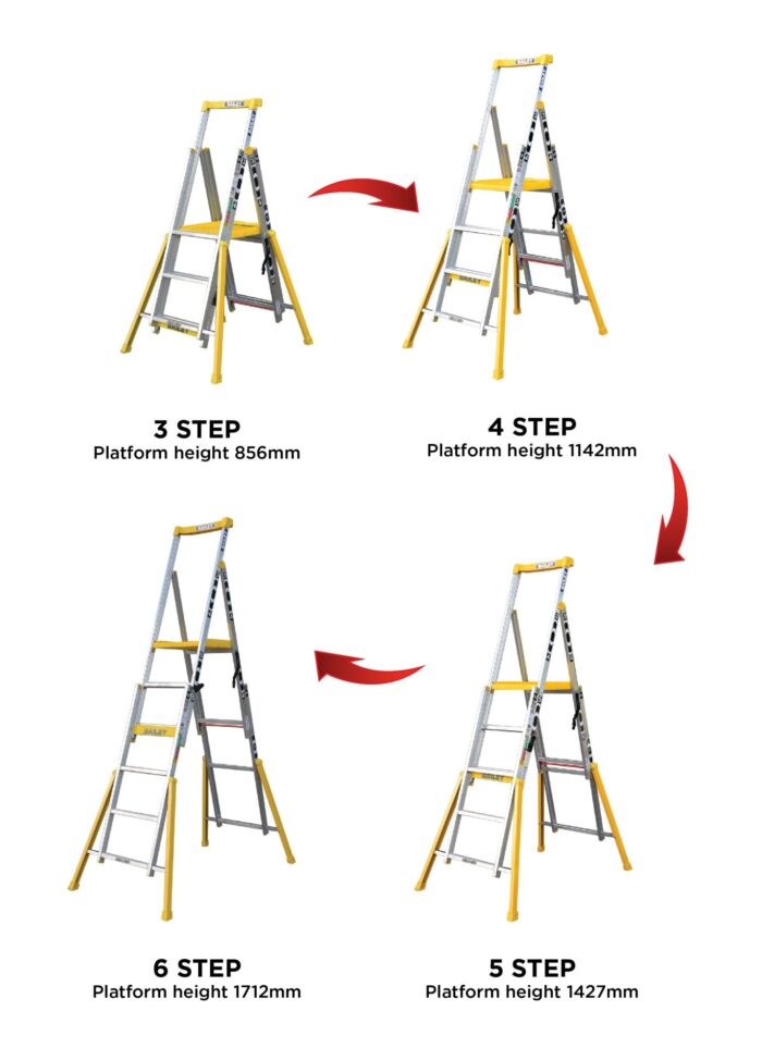 Bailey Adjustable Height Platform Ladder 0.86m -1.7m FS13999 instructions