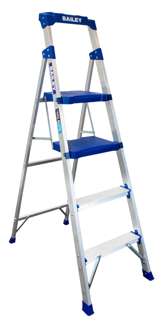 Bailey Trade Lyte Aluminium Industrial Twin Platform Ladder 4 Step 1.14m FS14041