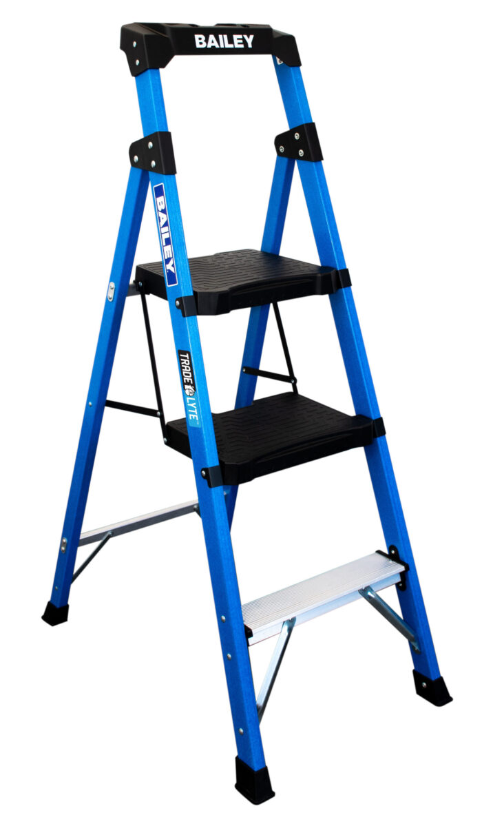 Bailey Trade Lyte Fibreglass Industrial Twin Platform Ladder 3 Step 0.85m FS14042