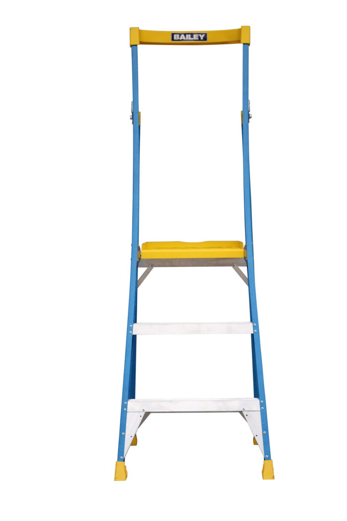 Bailey P150 Fibreglass Platform Ladder 3 Steps, 0.87 m Platform Height, front open view