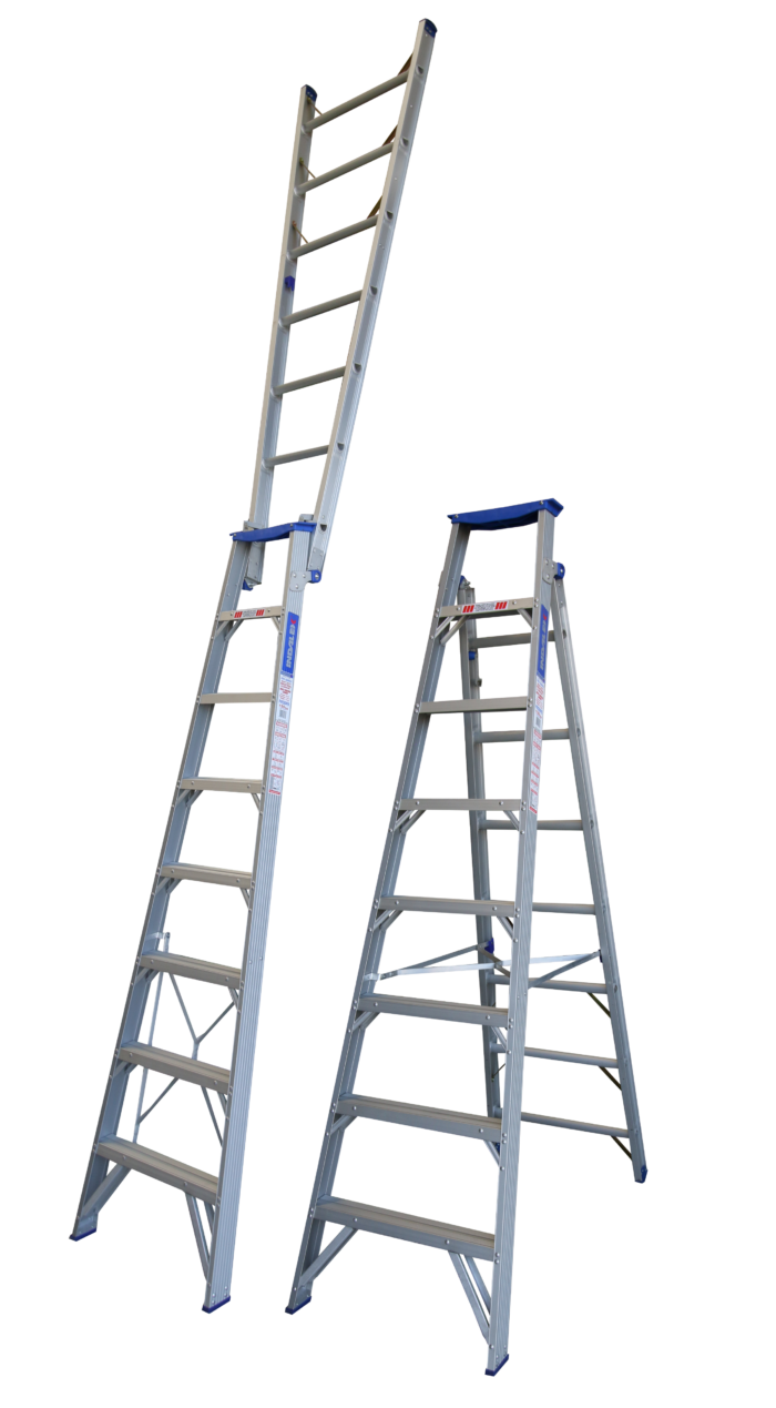 Indalex Pro Series Aluminum Dual Purpose Ladder 8ft - 14ft 2.4m - 4.4m