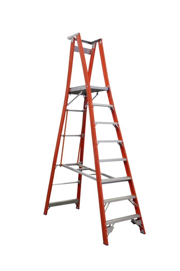 PROPF11/8 Indalex Pro Series Fibreglass Platform Ladder, open position
