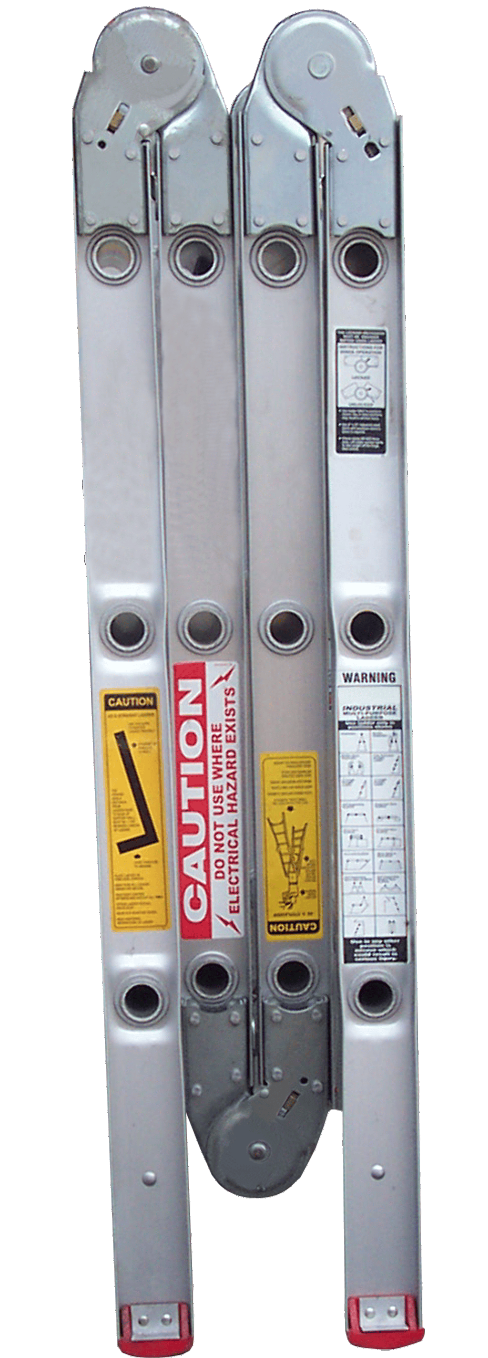 Indalex TRDMP13 ladder folded to 1.0m, showing aluminium frame, hinge joints, and anti-slip rubber feet.