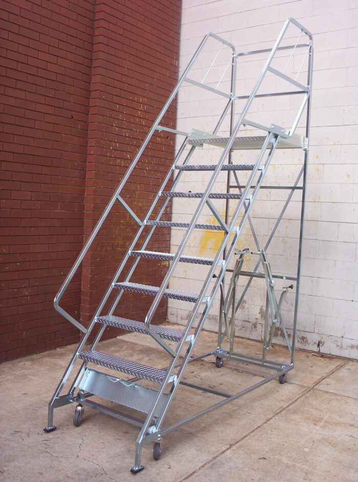 BJ Turner Order Picking Steel Platform Ladder 9 Step Platform Height 2.13m brick wall background