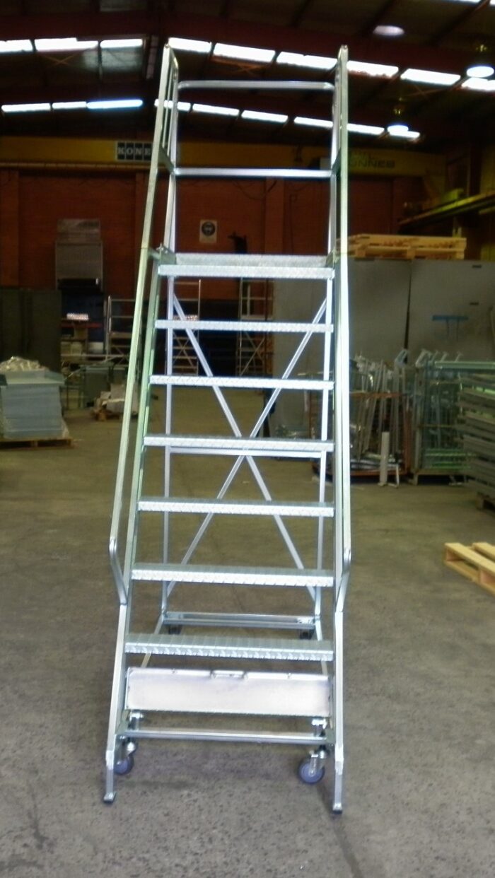 BJ Turner Order Picking Steel Platform Ladder 8 Step Platform Height 1.90m warehouse back ground