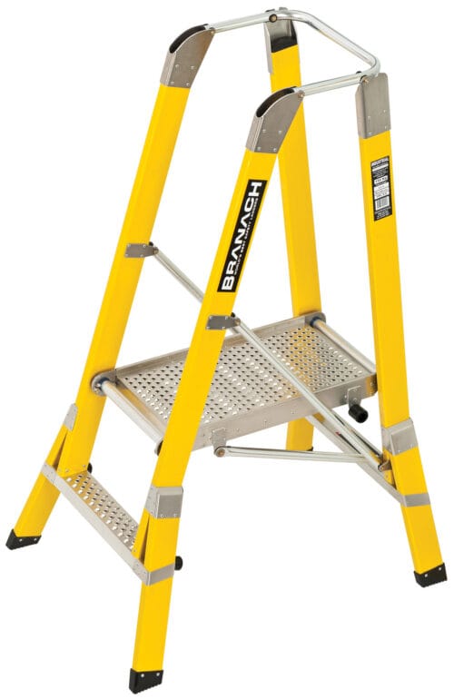 BRANACH Fibreglass WorkMaster 450mm Safety Platform Ladder 2 Step, 0.6m Platform Height, FPL0.6, open position