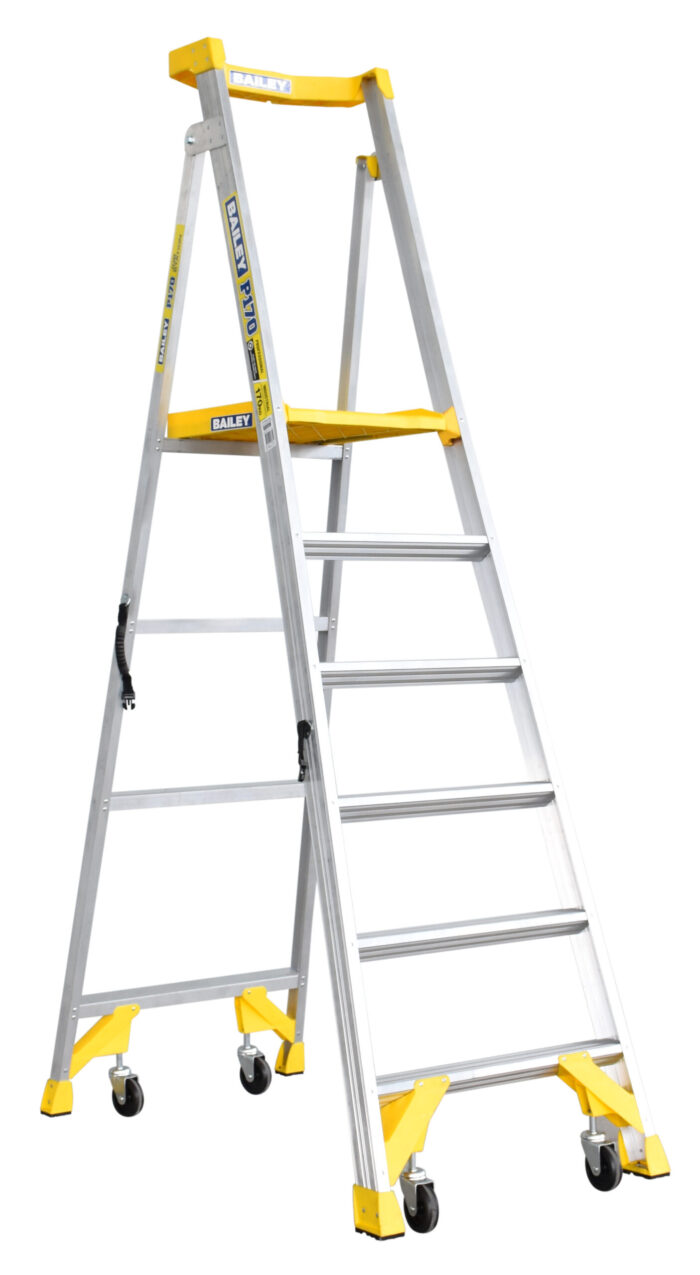 Bailey P170 Job Station Aluminium Platform Ladder 6 Steps, 1.75m Platform Height, open position