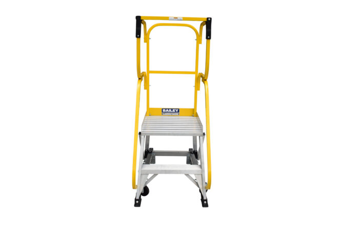 Bailey Aluminium Order Picking Platform Ladder 0.55m platform height, 150kg load rating, front view, FS13873