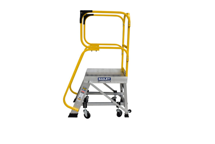 Bailey Aluminium Order Picking Platform Ladder 0.55m platform height, 150kg load rating, side view, FS13873