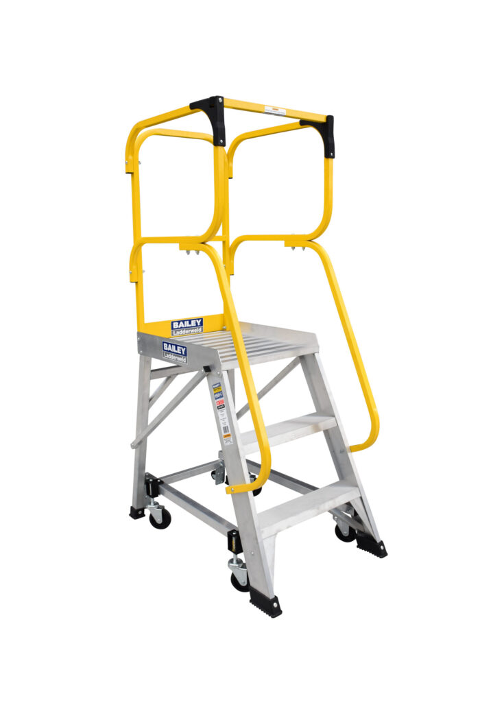 Bailey Aluminium Order Picking Platform Ladder , 0.82m platform height ,150kg rating FS13874