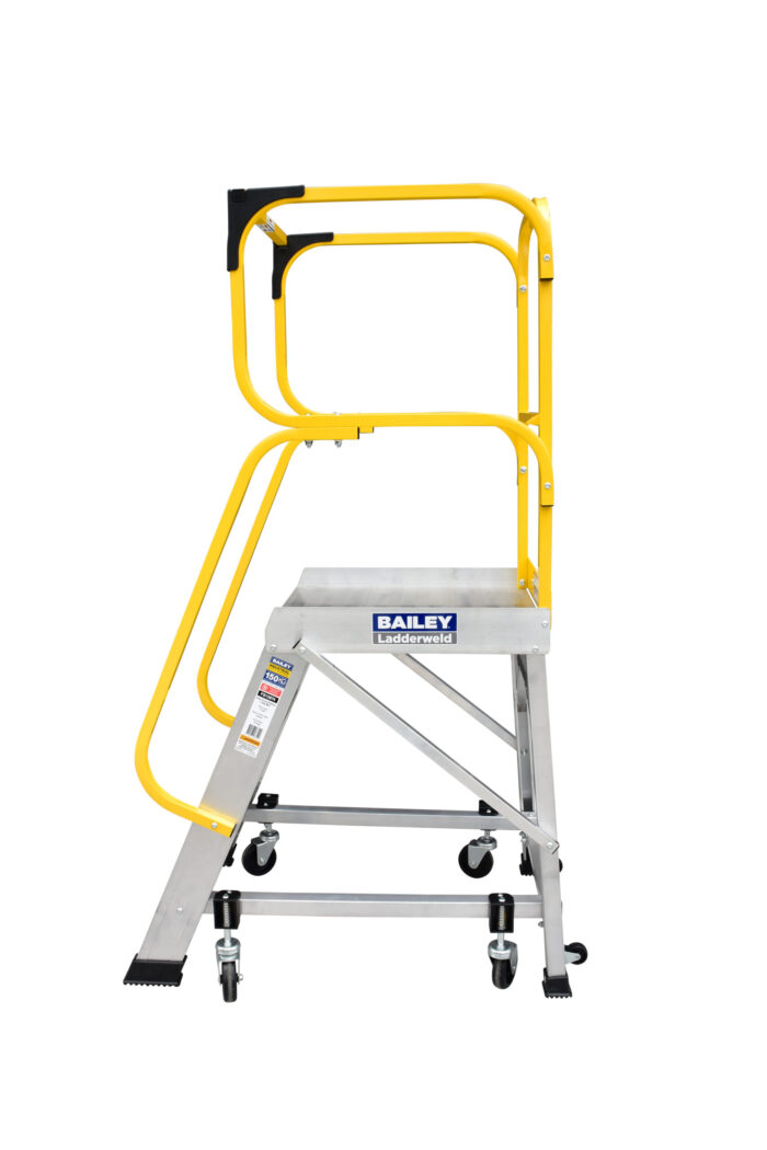 Bailey Aluminium Order Picking Platform Ladder , 0.82m platform height ,150kg rating FS13874, side view