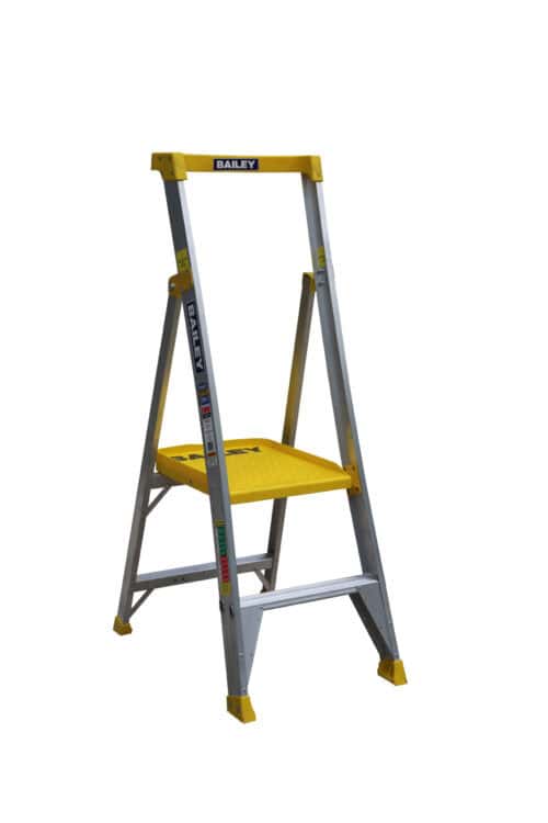 Bailey Pro Punchlock Aluminium Platform Ladder 2 Steps ,170KG load rating, 0.57m Platform Height, FS13931 side open view