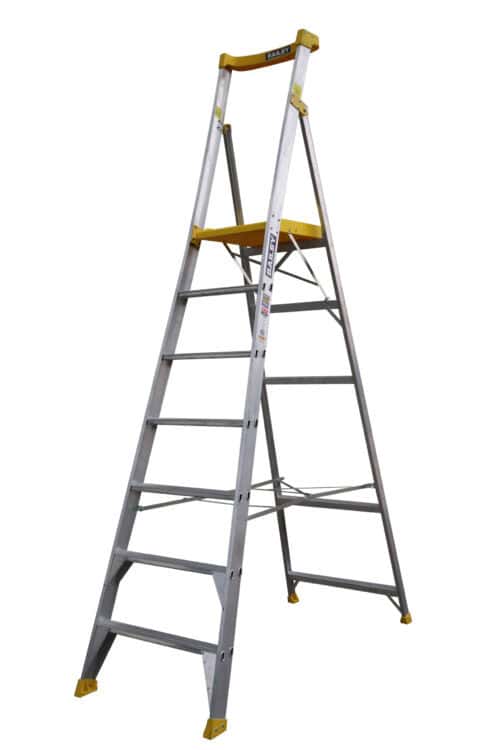 Bailey Pro Punchlock Aluminium Platform Ladder 7 Steps ,170KG load rating, 1.2m Platform Height, FS13936 front side open view