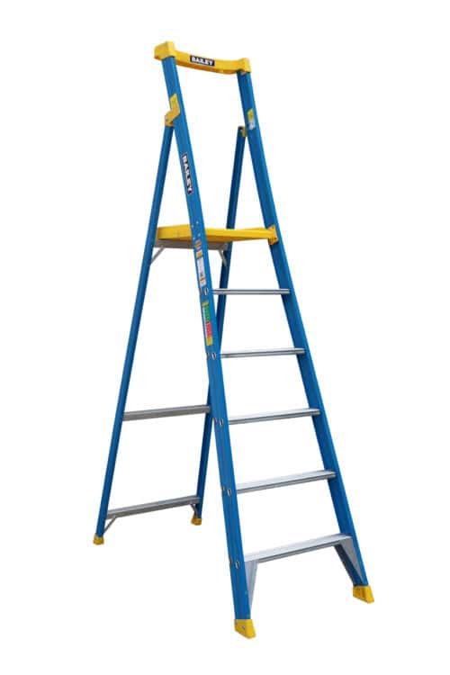 Bailey Pro Fibreglass Platform Ladder 6 Steps 170KG load rating, 1.71m Platform Height, FS13949, open view