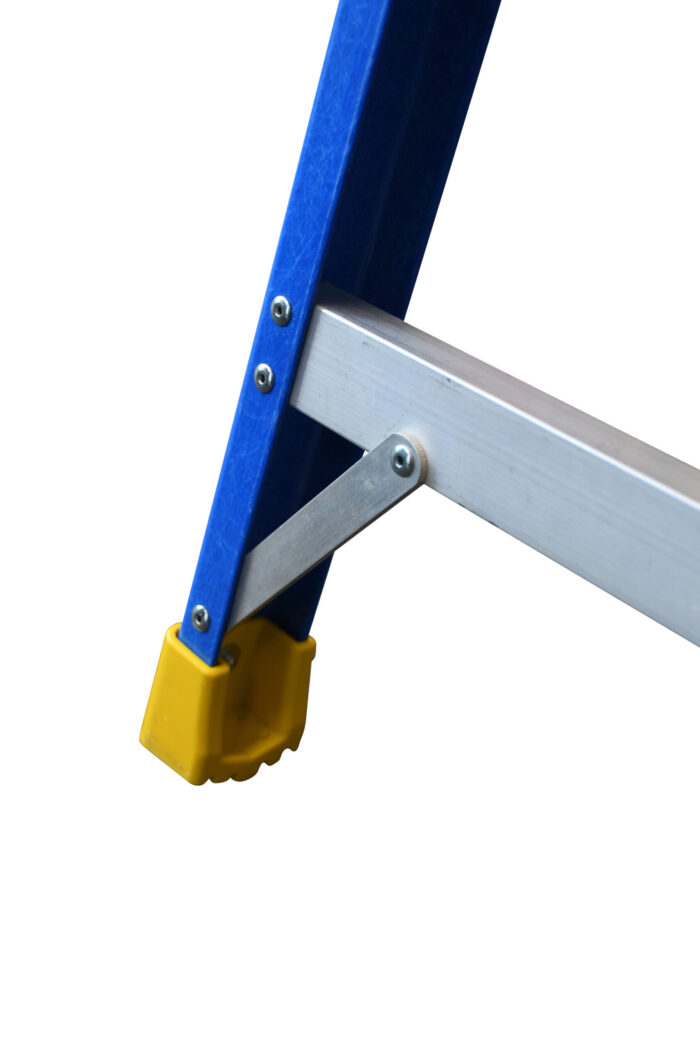 Bailey Pro Punchlock Leansafe Fibreglass Single Sided Step Ladder yellow BACK LEG BOOT