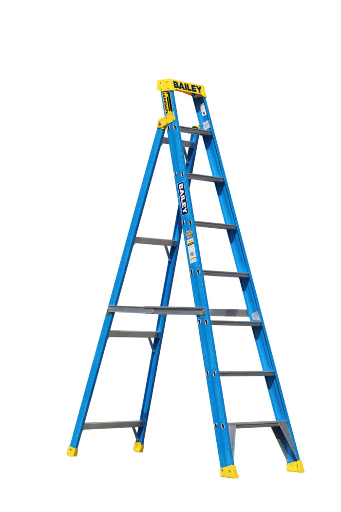 Bailey Pro Punchlock Leansafe Fibreglass Single Sided Step Ladder 8ft 2.4m FS13974 open side view