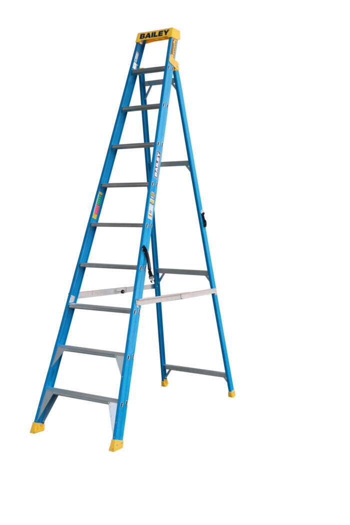 Bailey Pro Punchlock Leansafe Fibreglass Single Sided Step Ladder 10ft 3.0m FS13975 open