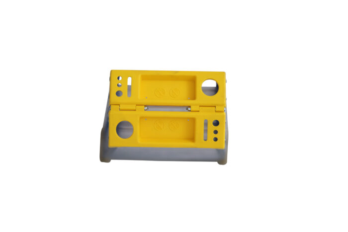 Bailey Professional Fibreglass Double Sided Step Ladder Yellow Top showing tool storage space