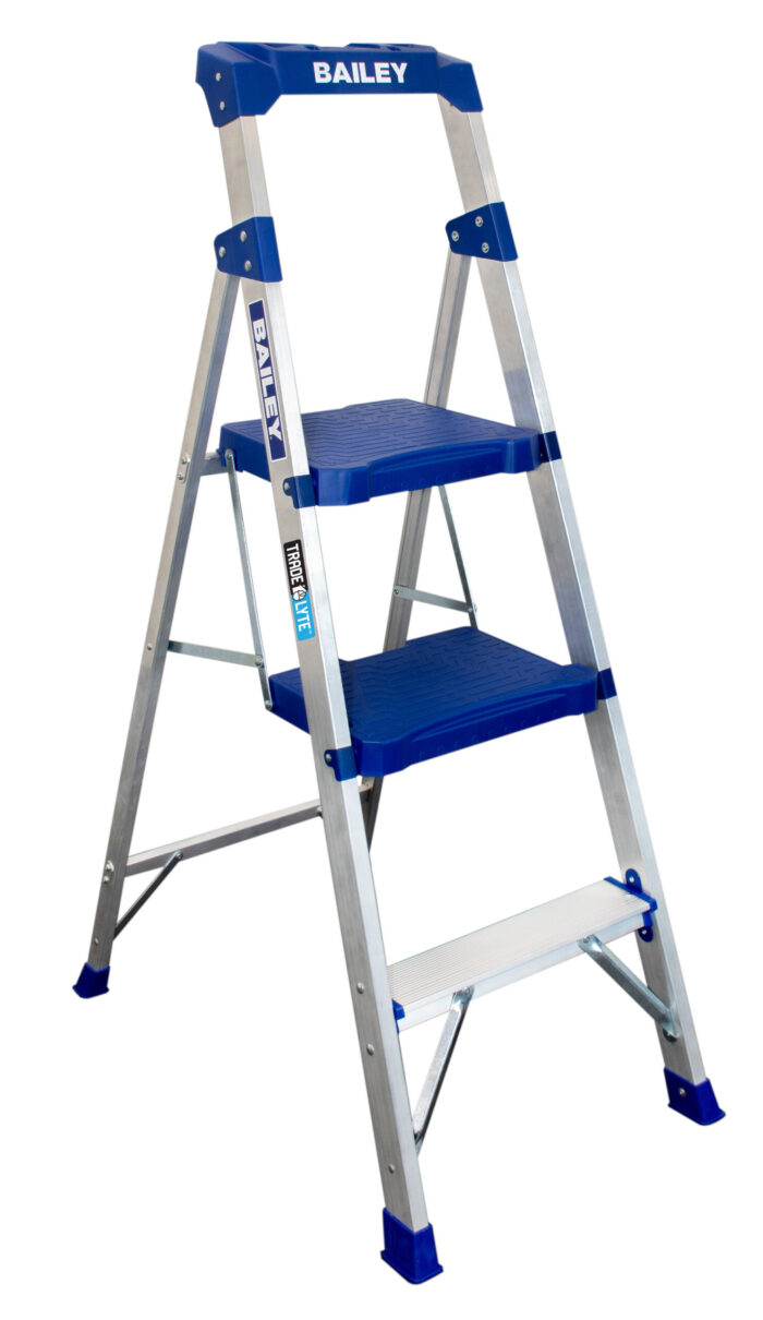 Baily Trade Lyte Aluminium Industrial Twin Slimline Platform Ladder 3 Step 0.85m FS14040