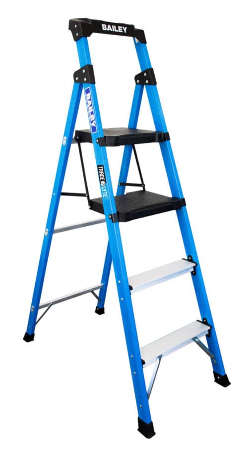 Baily Trade Lyte Fibreglass Industrial Twin slimline Platform Ladder 4 Step 1.14m FS14043