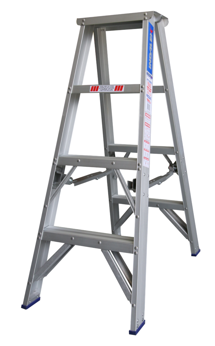 ndalex Pro Series Double Sided Aluminium Step Ladder 4ft 0.9m PROS4D open position
