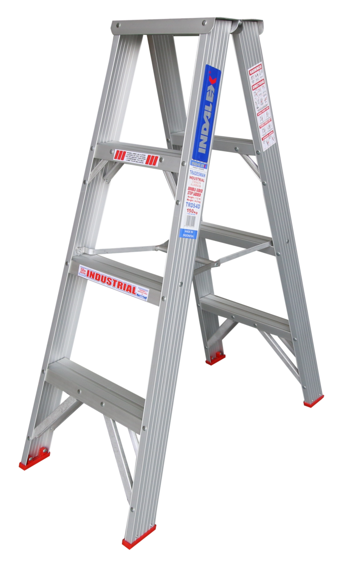 Indalex Tradesman Series Aluminium Double Sided Step Ladder 4ft 1.2m TRDS4D