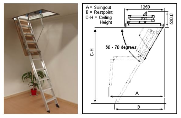 Attic / Ceiling Ladders - Access Boss Aluminium 10'6″ - 11 ...